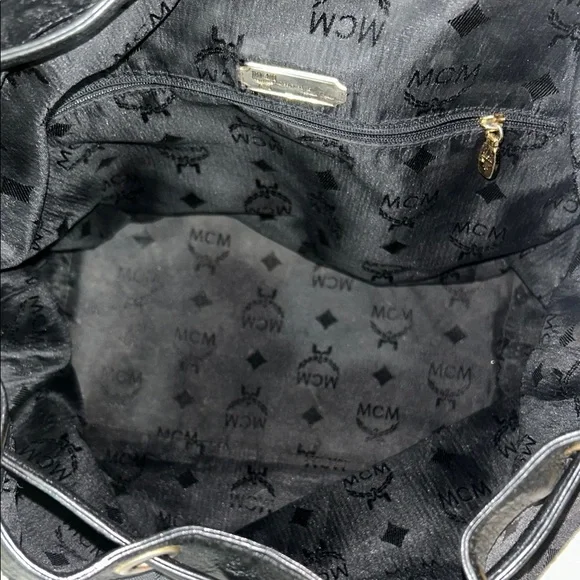 MCM Black Monogram Backpack with Leather Trim - Picture 10 of 17